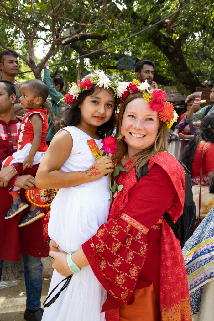 Warm welcome by friendly locals during Bengali New Year in Dhaka, the capital of Bangladesh